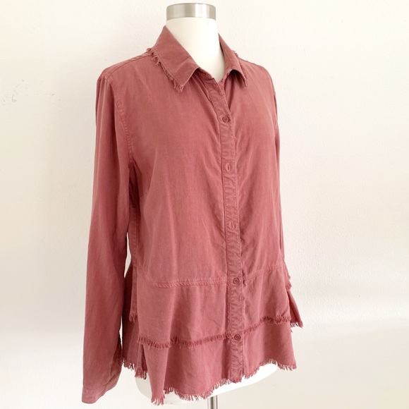 Anthropologie Cloth & Stone Tiered Button Down Top - Picture 2 of 8